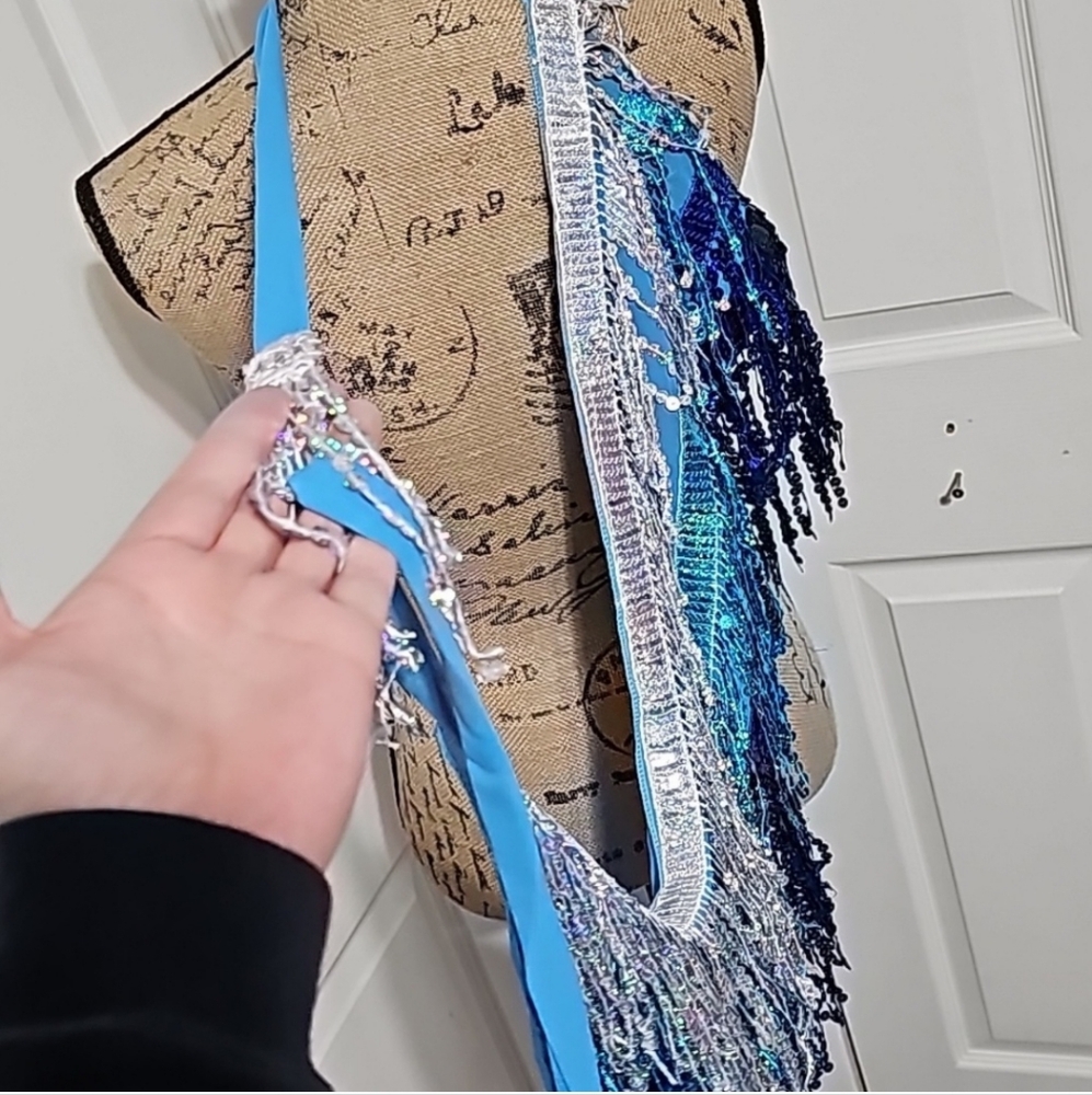Layered Sequined Fringe Strapless Tie On Festival/Coverup/Party/Dance Top (OS) - Picture 7 of 11